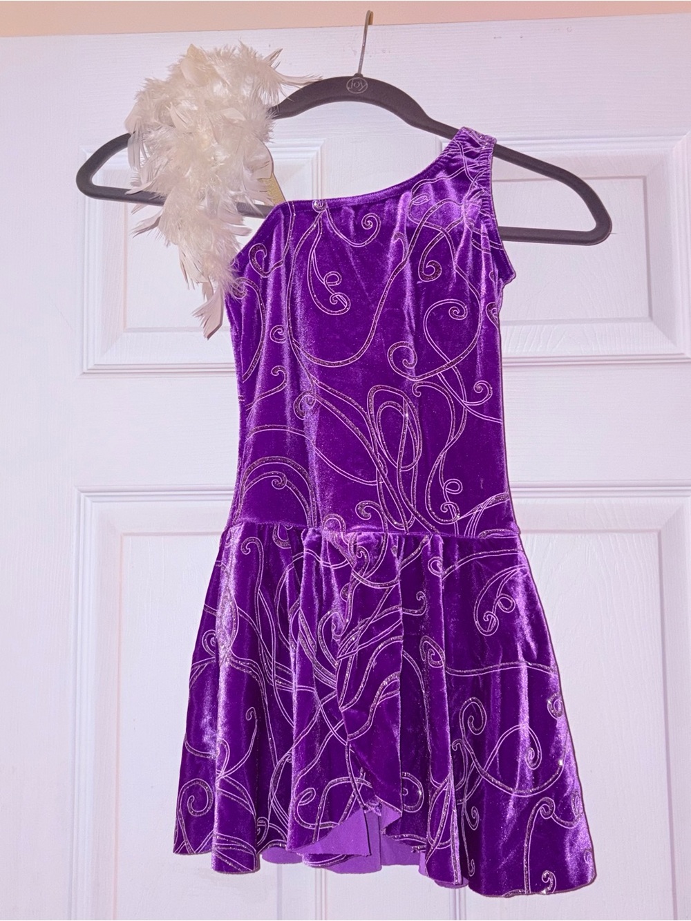 Costume Gallery Purple Velvet Glitter Dance or Ice skate Dress - Child large